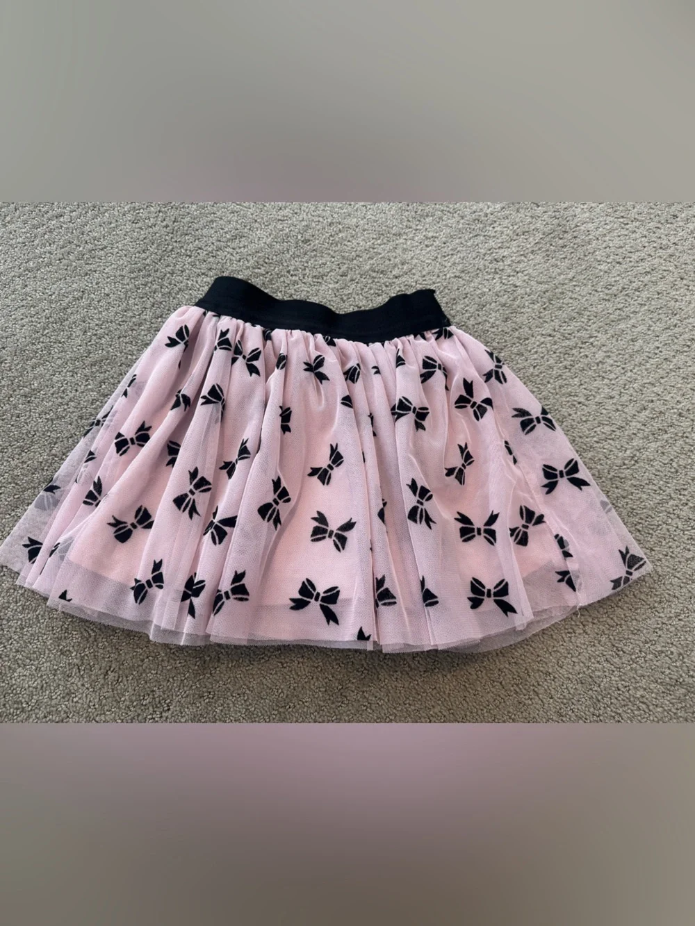 Girls Size 6 Blush Fleece Top & Bow-Print Tulle Skort Matching Set